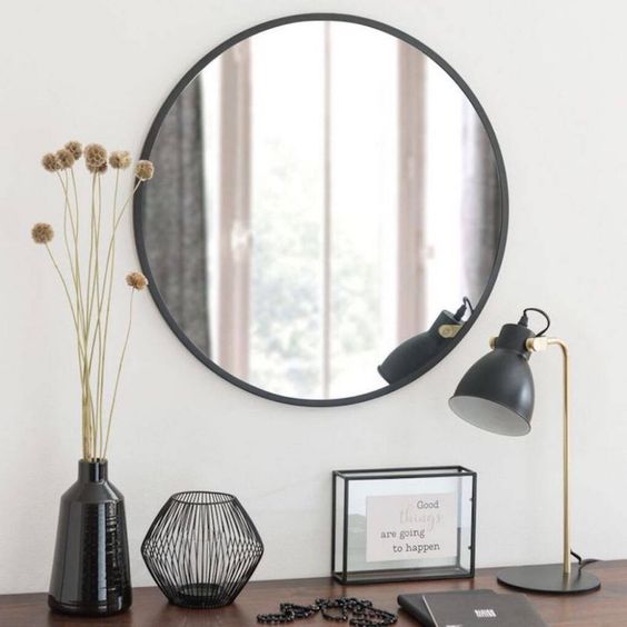 Espejo  circular negro 70 cm