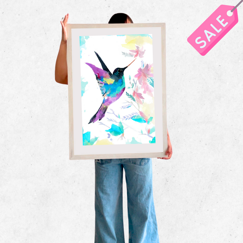 cuadro 50x70 blanco colibrí 1