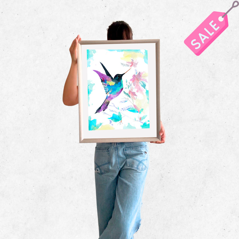 cuadro 50x40 PLATEADO colibri 1