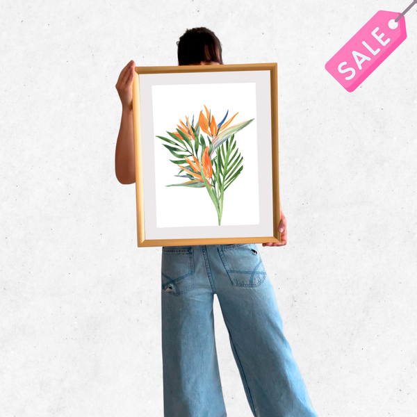 cuadro 50x40 marco DORADO Flor del Pájaro 2