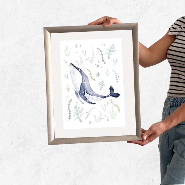 cuadro 30x40 PLATEADO Ballena