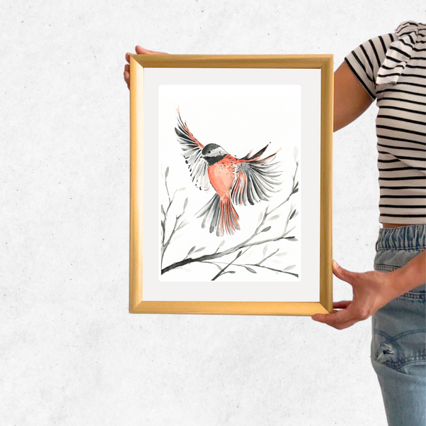 cuadro 30x40 DORADO Pájaro volando 2