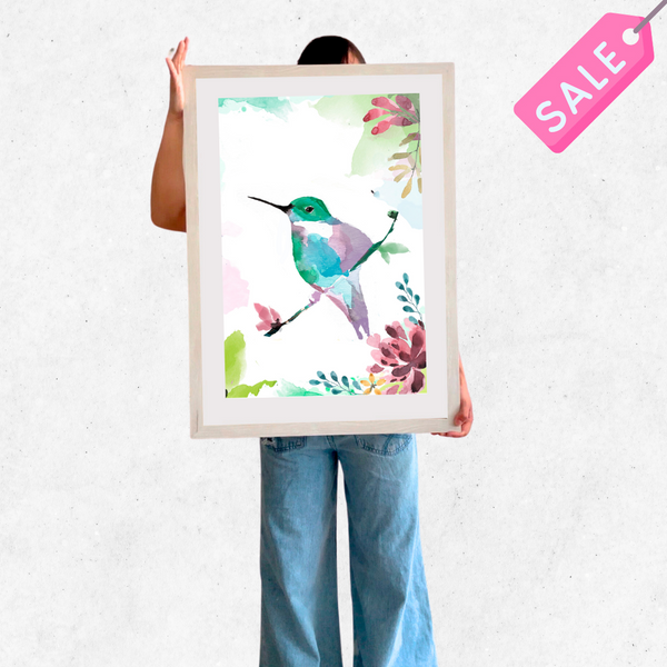 cuadro 50x70 blanco colibrí 2