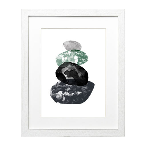 Cuadro decorativo abstracto piedras verdes