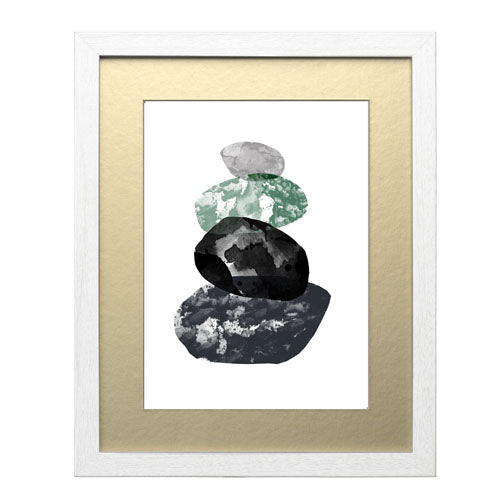 Cuadro decorativo abstracto piedras verdes