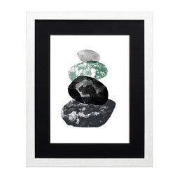 Cuadro decorativo abstracto piedras verdes