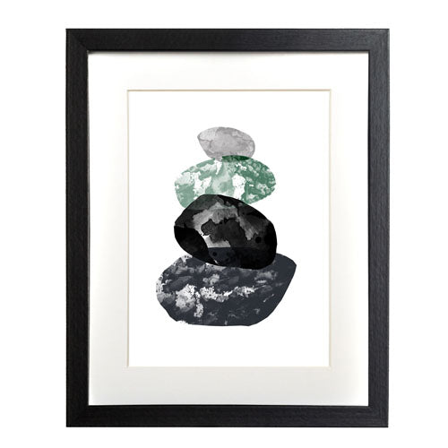 Cuadro decorativo abstracto piedras verdes