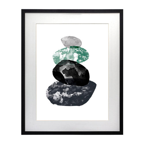 Cuadro decorativo abstracto piedras verdes