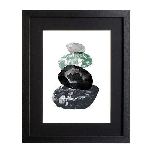 Cuadro decorativo abstracto piedras verdes