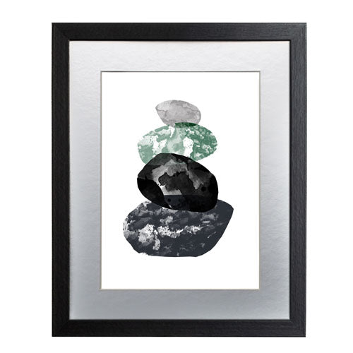 Cuadro decorativo abstracto piedras verdes